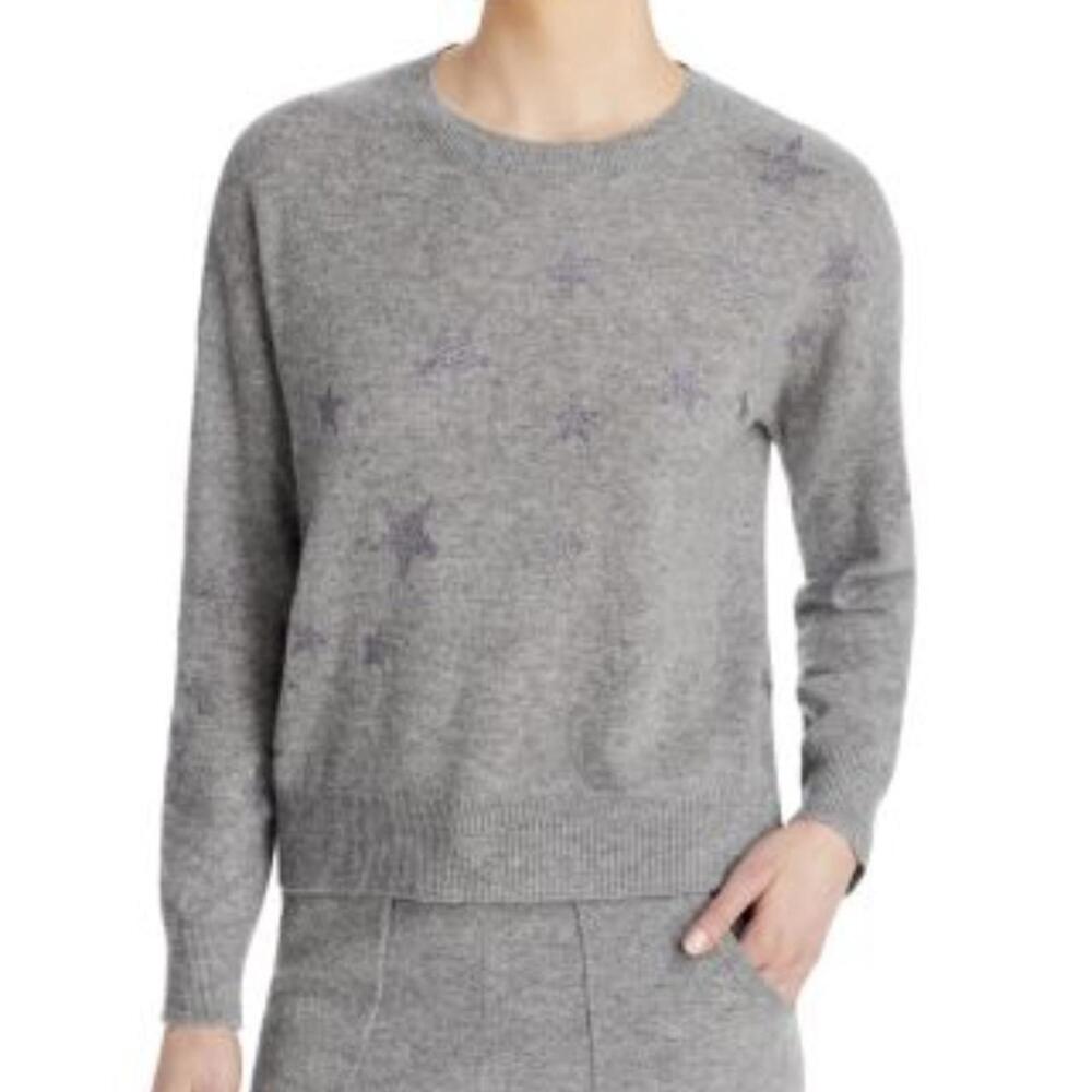 AQUA CASHMERE gray star sweater sz XS